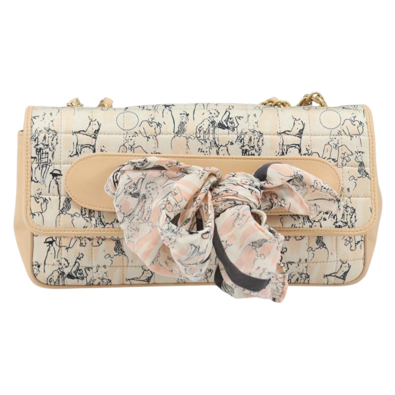 【日本直送】香奈兒 Choco Bar 鏈條肩背包 緞麵粉金色金色 X 正品 ARZ748SAV-12