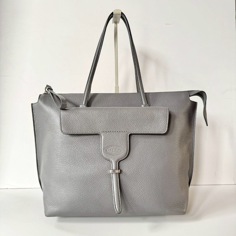 TOD'S JOY系列 灰色 粒面 小牛皮 大型 購物包 托特包-0