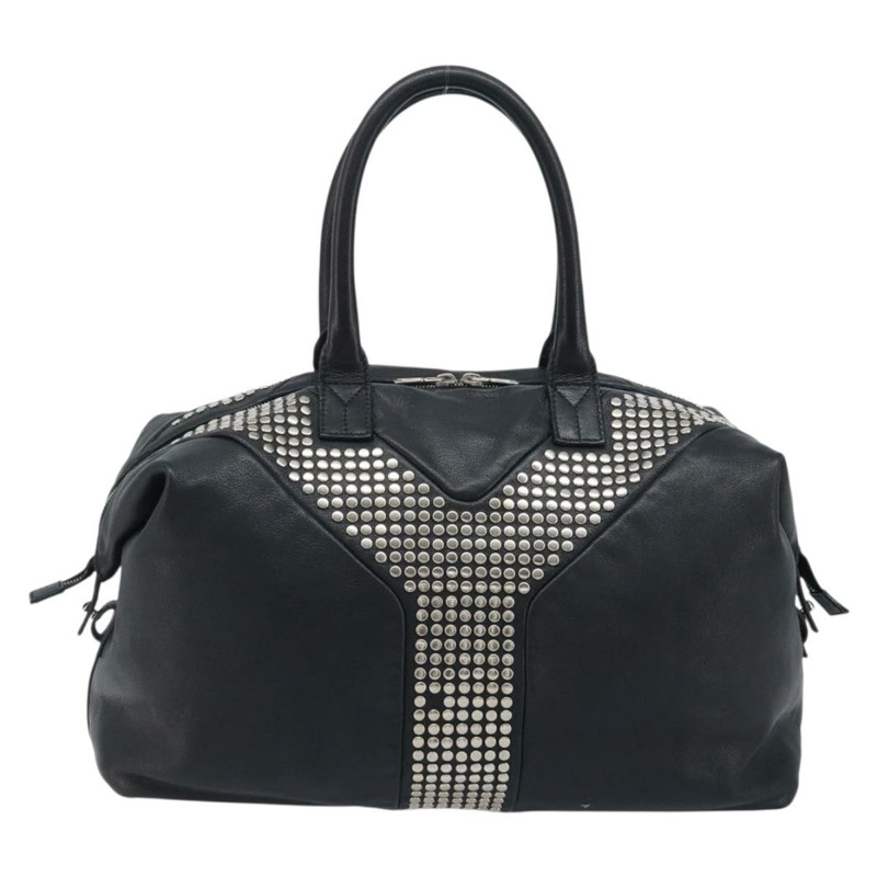 【日本直送】SAINT LAURENT Easy Lock Studs 皮革包 黑色 銀色 208314 正品 ki6581V-1