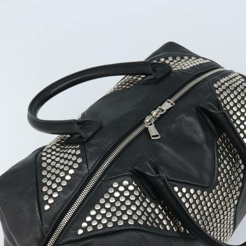 【日本直送】SAINT LAURENT Easy Lock Studs 皮革包 黑色 銀色 208314 正品 ki6581V-5