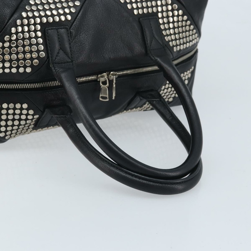 【日本直送】SAINT LAURENT Easy Lock Studs 皮革包 黑色 銀色 208314 正品 ki6581V-6