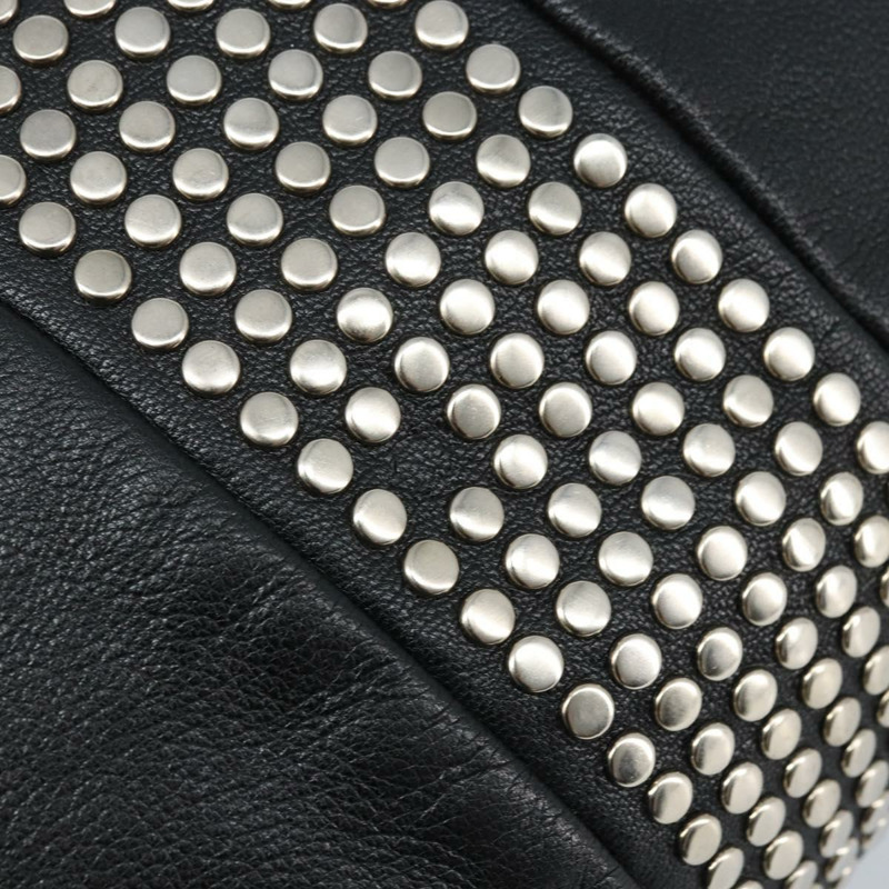 【日本直送】SAINT LAURENT Easy Lock Studs 皮革包 黑色 銀色 208314 正品 ki6581V-8