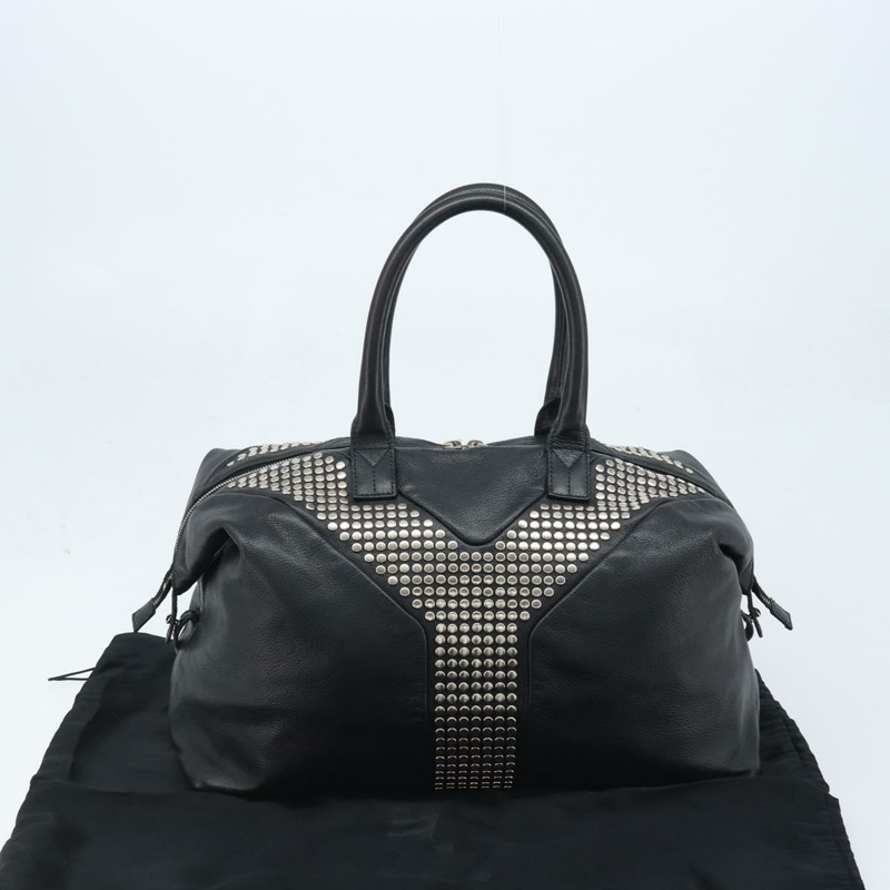 【日本直送】SAINT LAURENT Easy Lock Studs 皮革包 黑色 銀色 208314 正品 ki6581V-11