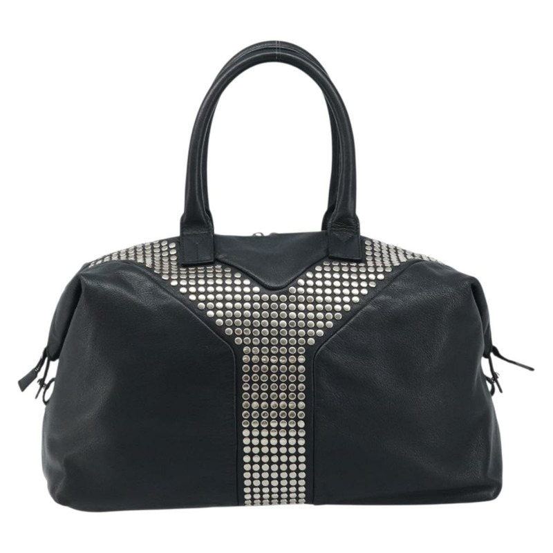 【日本直送】SAINT LAURENT Easy Lock Studs 皮革包 黑色 銀色 208314 正品 ki6581V-12