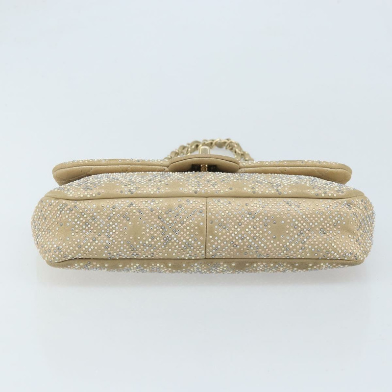 【日本直送】香奈兒 (CHANEL) 絎縫鏈條單肩包,羊皮,米色,金色雙C標誌,正品 BAZ249A-4