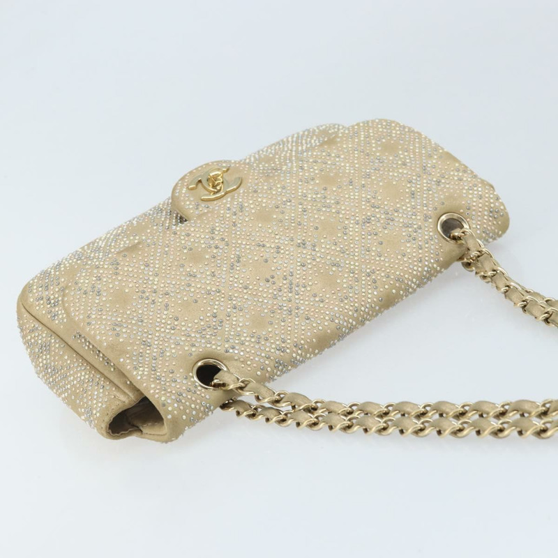 【日本直送】香奈兒 (CHANEL) 絎縫鏈條單肩包,羊皮,米色,金色雙C標誌,正品 BAZ249A-5