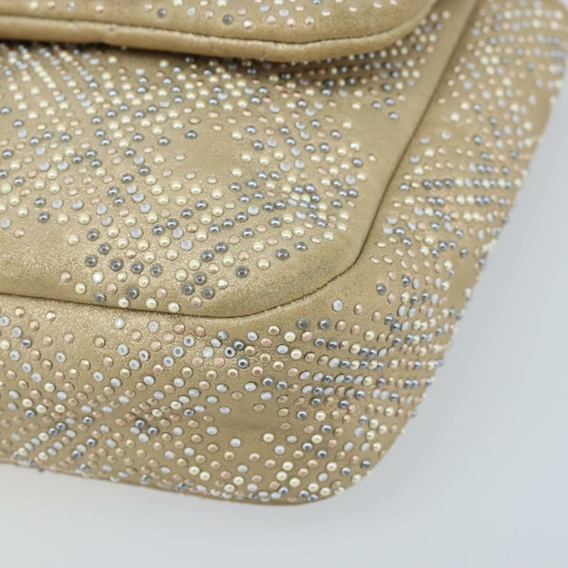 【日本直送】香奈兒 (CHANEL) 絎縫鏈條單肩包,羊皮,米色,金色雙C標誌,正品 BAZ249A-8