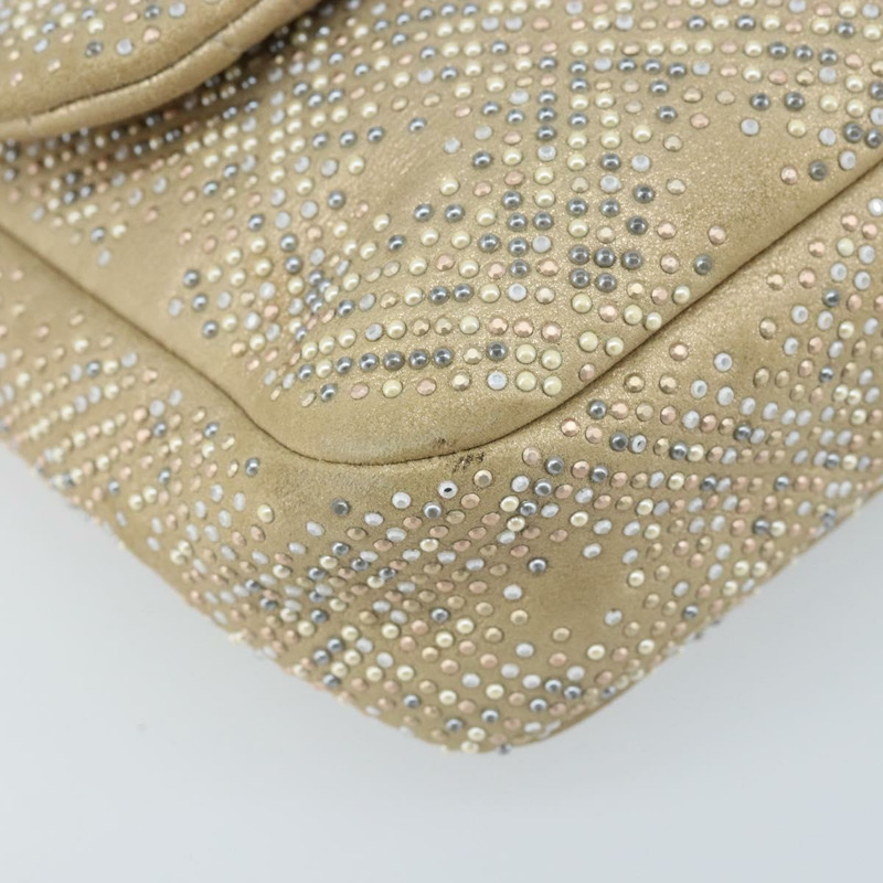 【日本直送】香奈兒 (CHANEL) 絎縫鏈條單肩包,羊皮,米色,金色雙C標誌,正品 BAZ249A-13