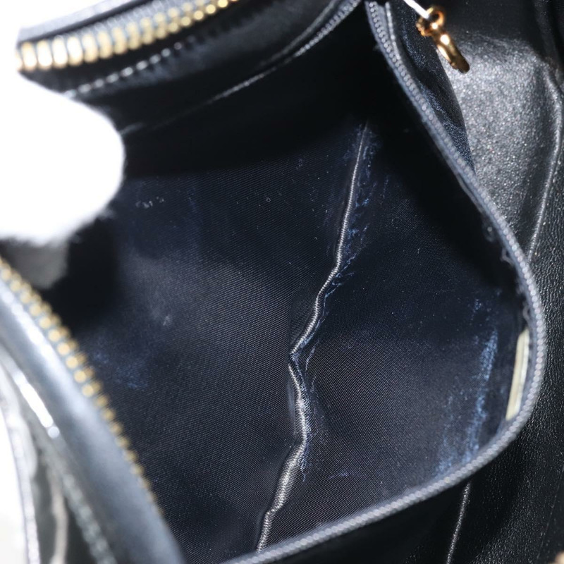 【日本直送】香奈兒 COCO 標誌鏈條肩背包 漆皮黑色金色雙C標誌 Auth BAZ033A-20