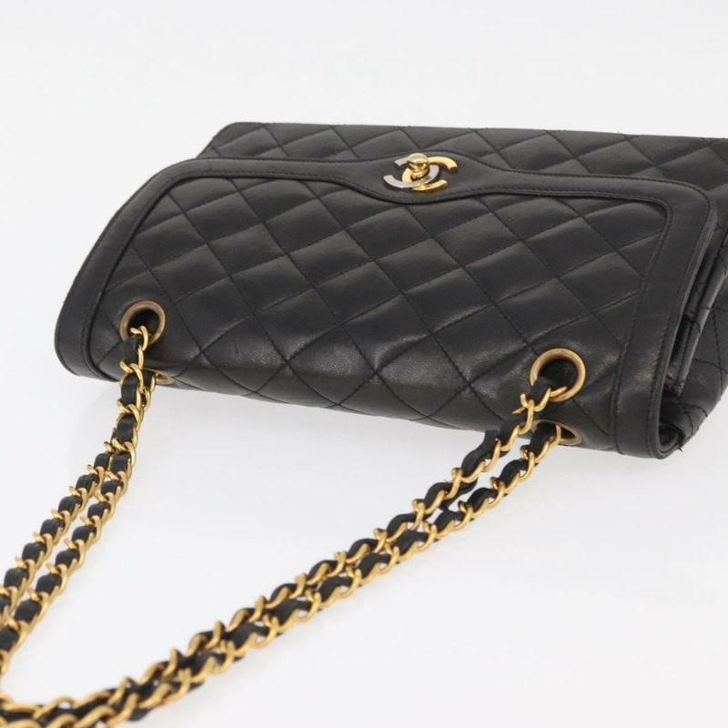 【日本直送】香奈兒 (CHANEL) Matelasse 羊皮手袋，巴黎限量版，黑色 CC 標誌，貨號 167175SM-5