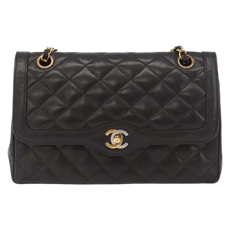 【日本直送】香奈兒 (CHANEL) Matelasse 羊皮手袋，巴黎限量版，黑色 CC 標誌，貨號 167175SM-12