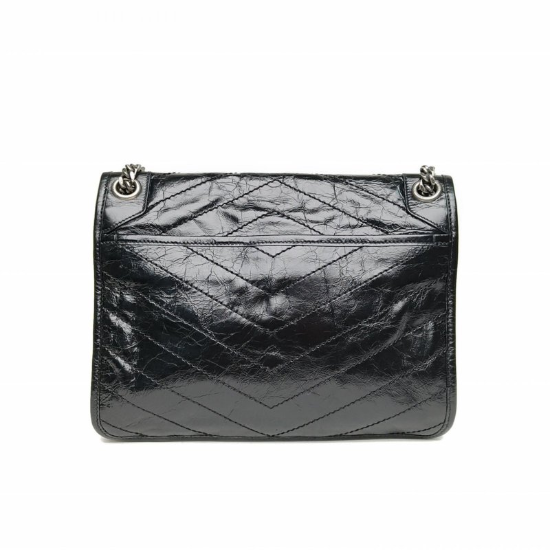 SAINT LAURENT Niki中號28D扣黑色牛皮銀扣肩背包-2