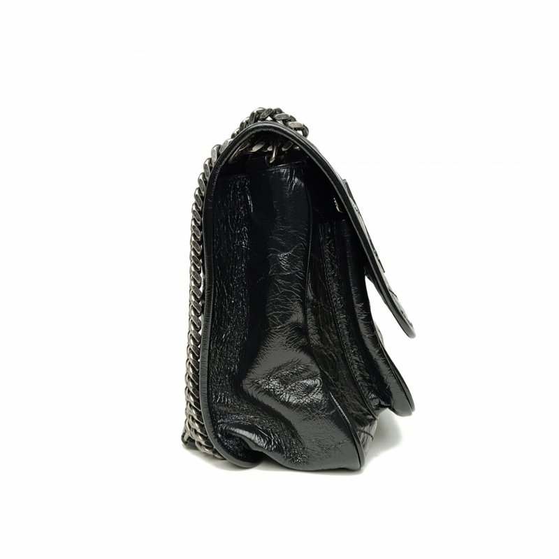 SAINT LAURENT Niki中號28D扣黑色牛皮銀扣肩背包-3