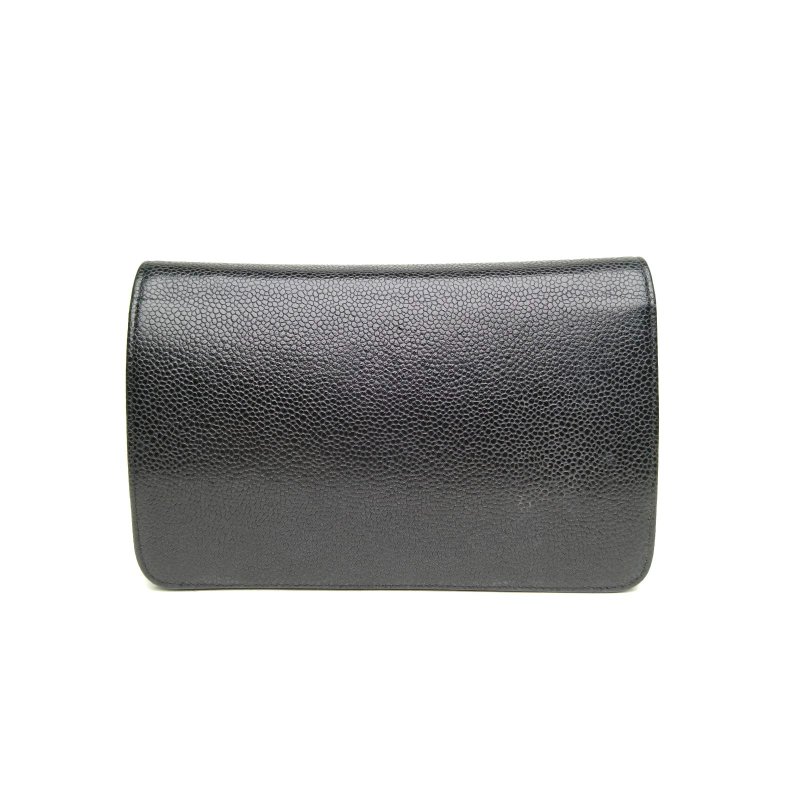 CHANEL 黑色牛皮20開銀扣雙CWOC系列大LOGO肩背包-2