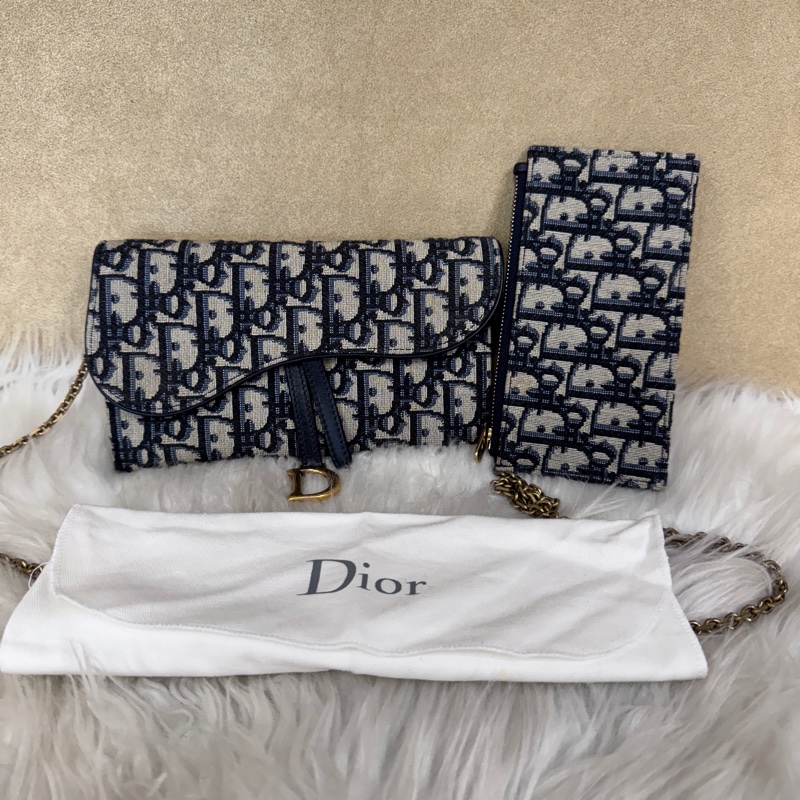 Dior Saddle 老花緹花布二合一WOC-0
