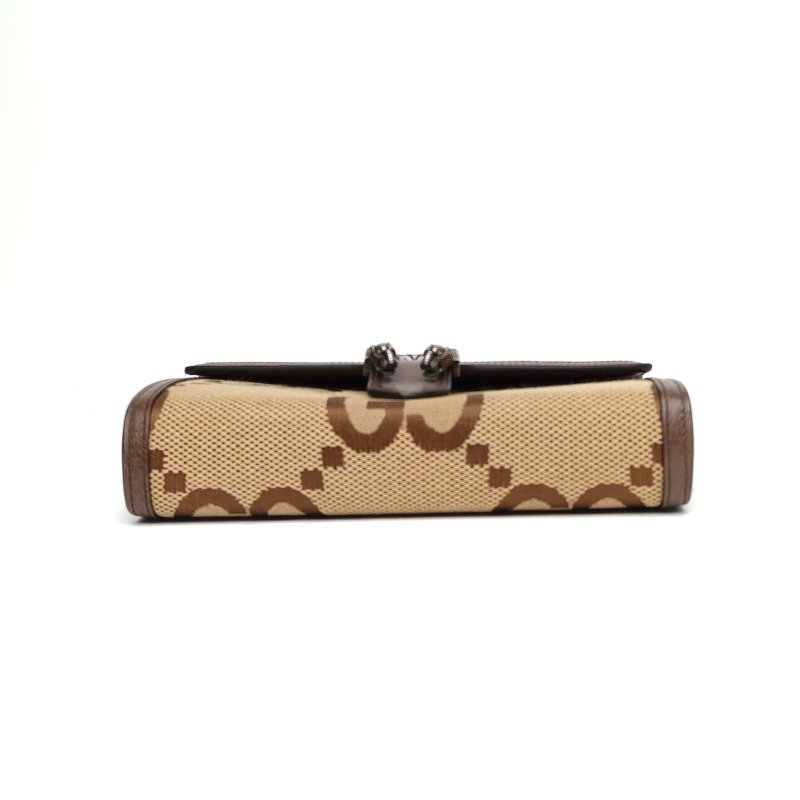GUCCI Dionysus酒神woc大logo棕色牛皮/帆布銀扣肩背包-4