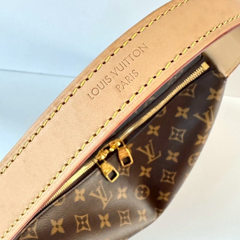 LV Slouchy PM 棕色 老花 拉鍊 肩背包 托特包 手提包 M11952-3