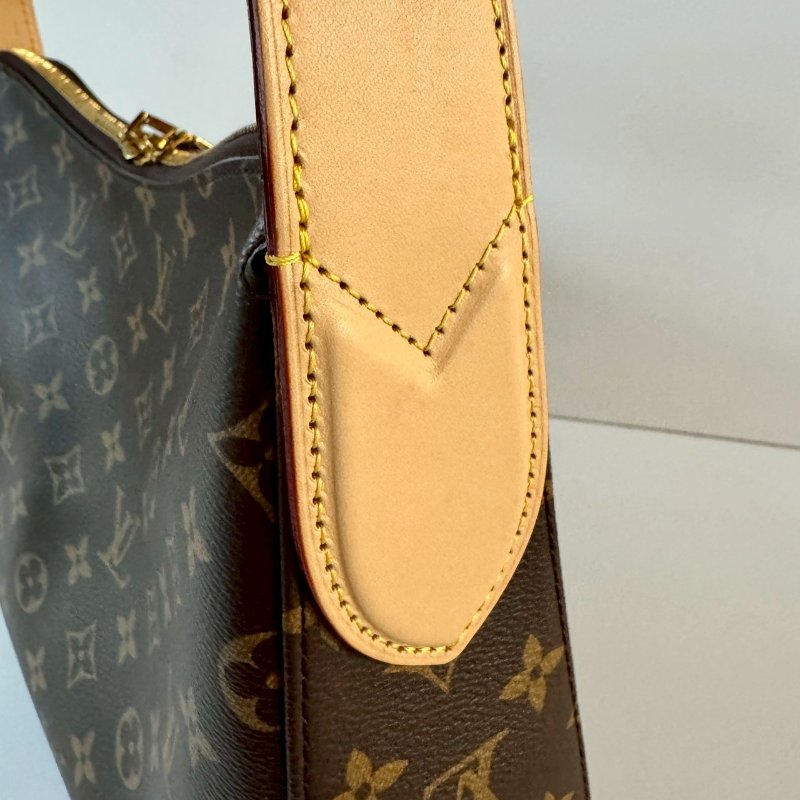 LV Slouchy PM 棕色 老花 拉鍊 肩背包 托特包 手提包 M11952-8