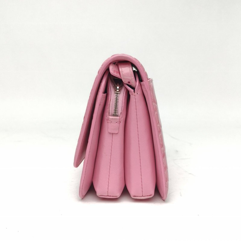 BALENCIAGA BBagSmall豆腐包鱷魚壓紋粉色牛皮肩背包-1