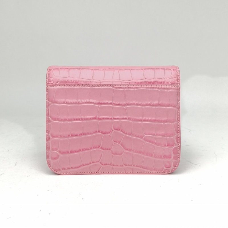 BALENCIAGA BBagSmall豆腐包鱷魚壓紋粉色牛皮肩背包-2