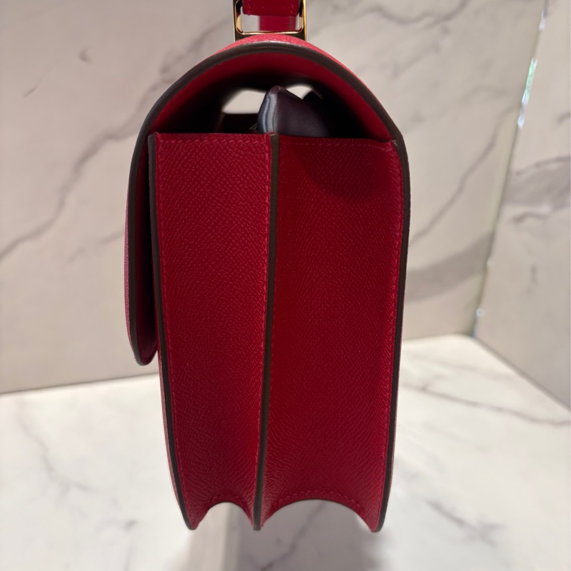 Hermes紅色全皮金釦康康24-2