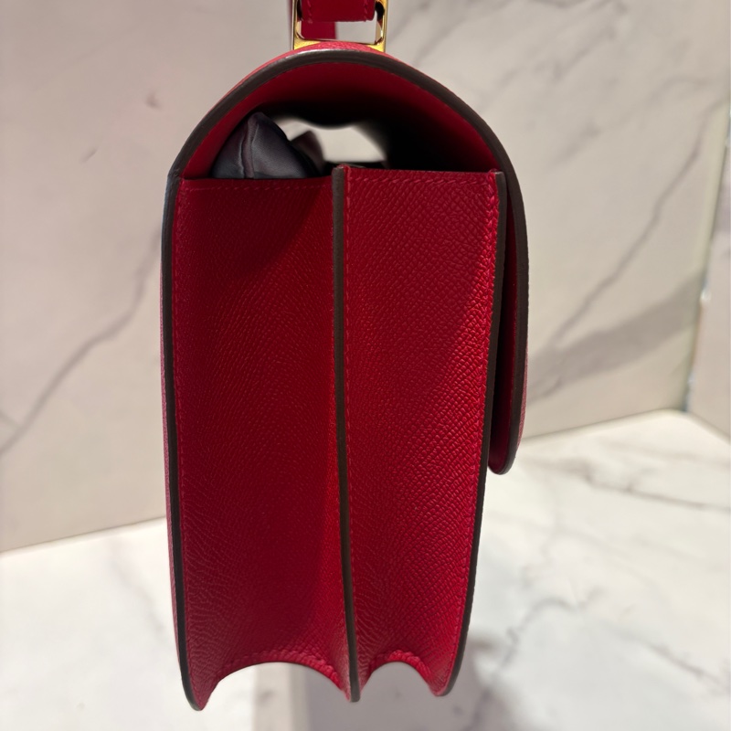 Hermes紅色全皮金釦康康24-3