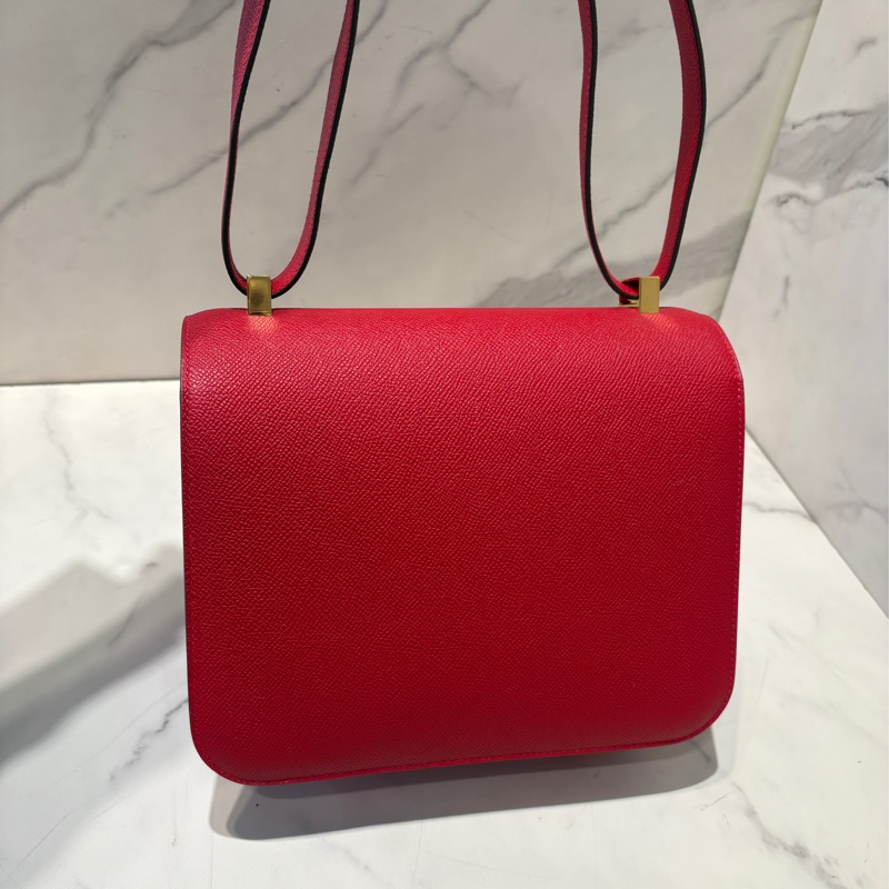 Hermes紅色全皮金釦康康24-6