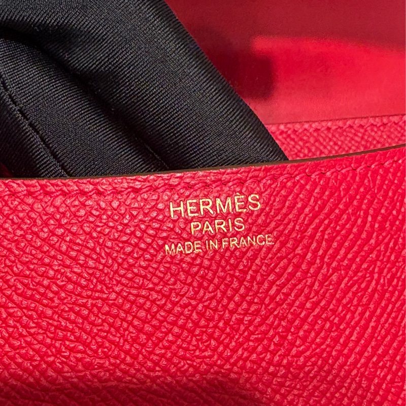 Hermes紅色全皮金釦康康24-10