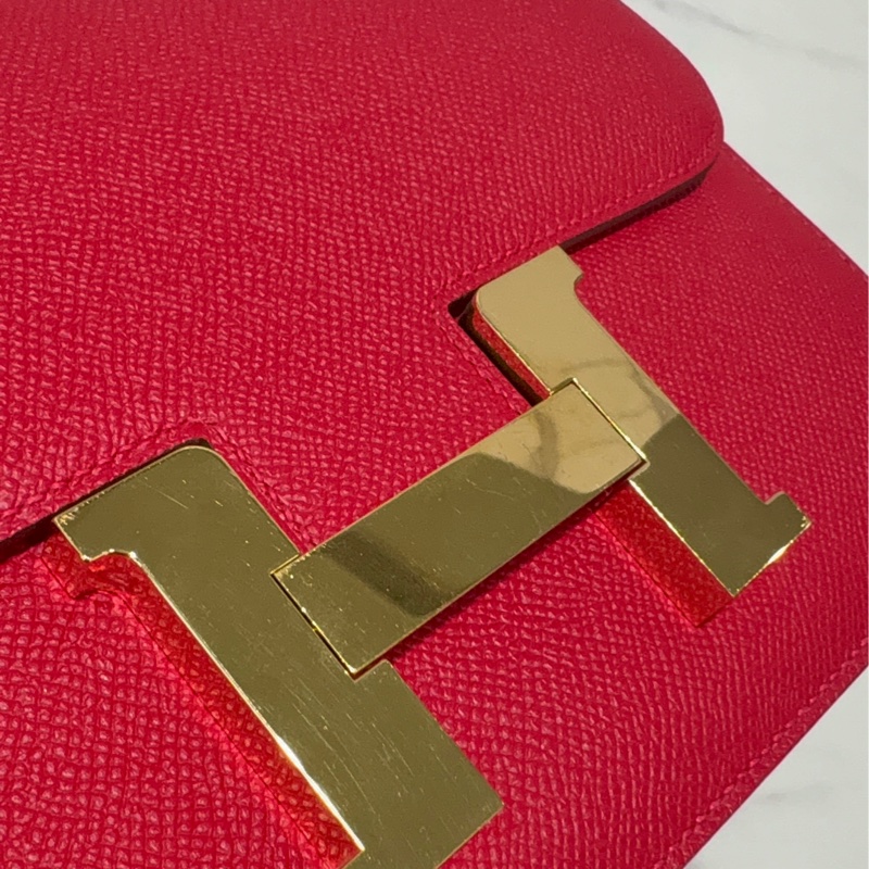 Hermes紅色全皮金釦康康24-11