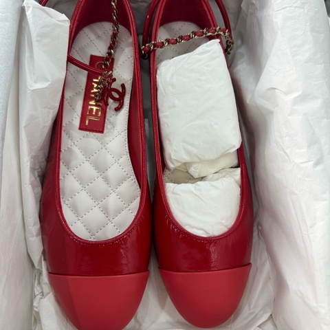 閒置未使用CHANEL香奈兒鏈條瑪麗珍平底鞋 36碼 附件：盒