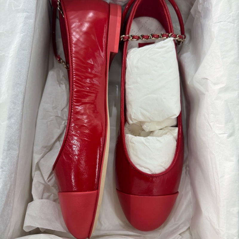 閒置未使用CHANEL香奈兒鏈條瑪麗珍平底鞋 36碼 附件：盒-2