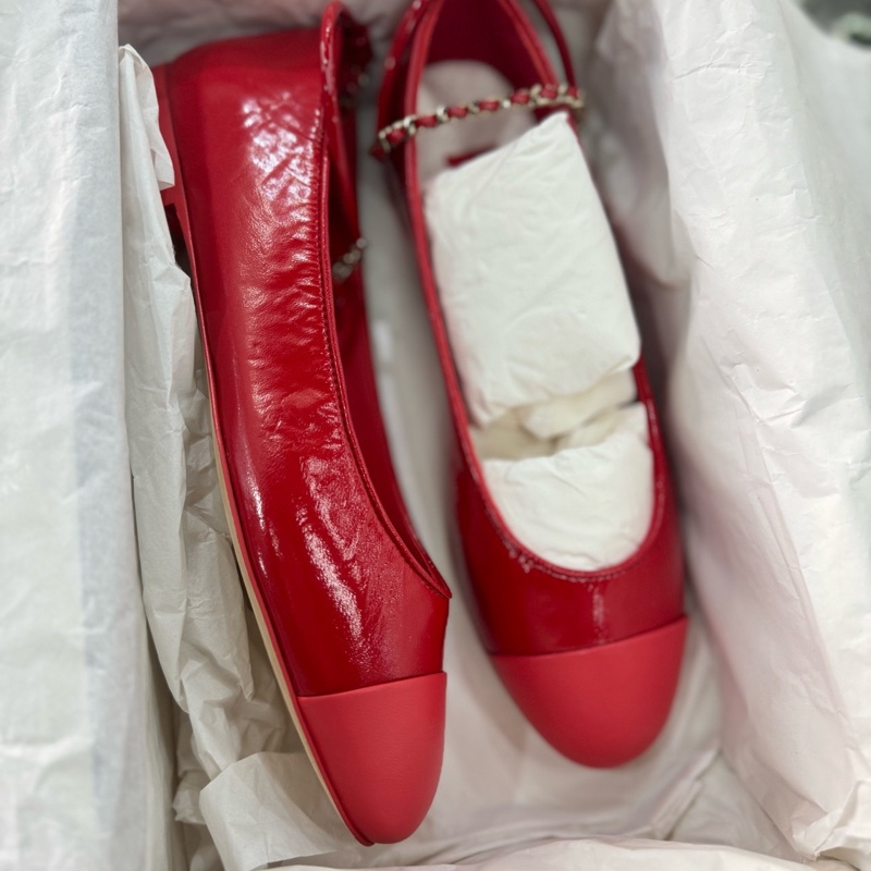 閒置未使用CHANEL香奈兒鏈條瑪麗珍平底鞋 36碼 附件：盒-3