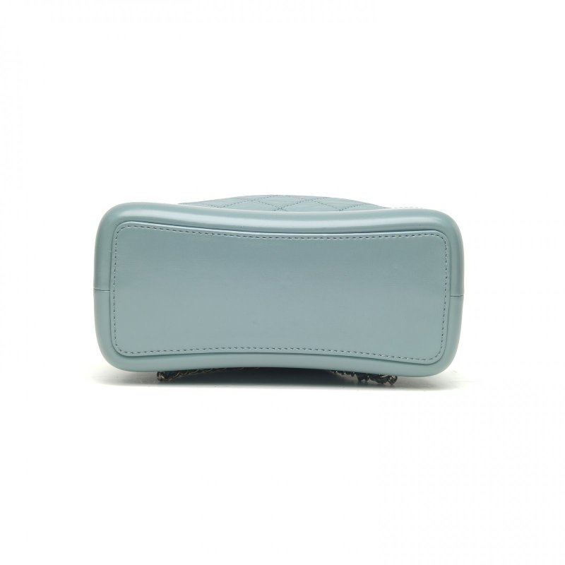 CHANEL GABRIELLE流浪雙肩包小號藍色牛皮30開金銀扣肩背包-4