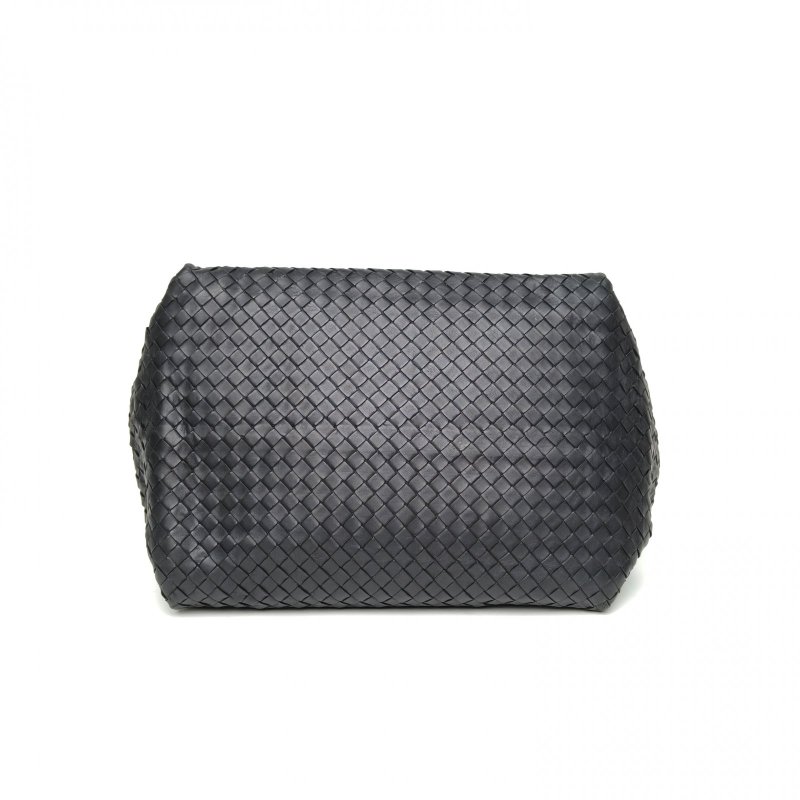 BOTTEGA VENETA 黑色羊皮編織手提包肩背包-4