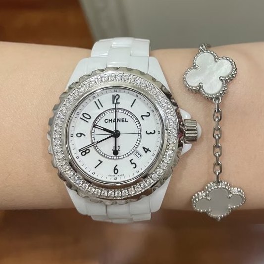 CHANEL - 白色J12陶瓷雙鑽圈機械手錶╻38mm-4