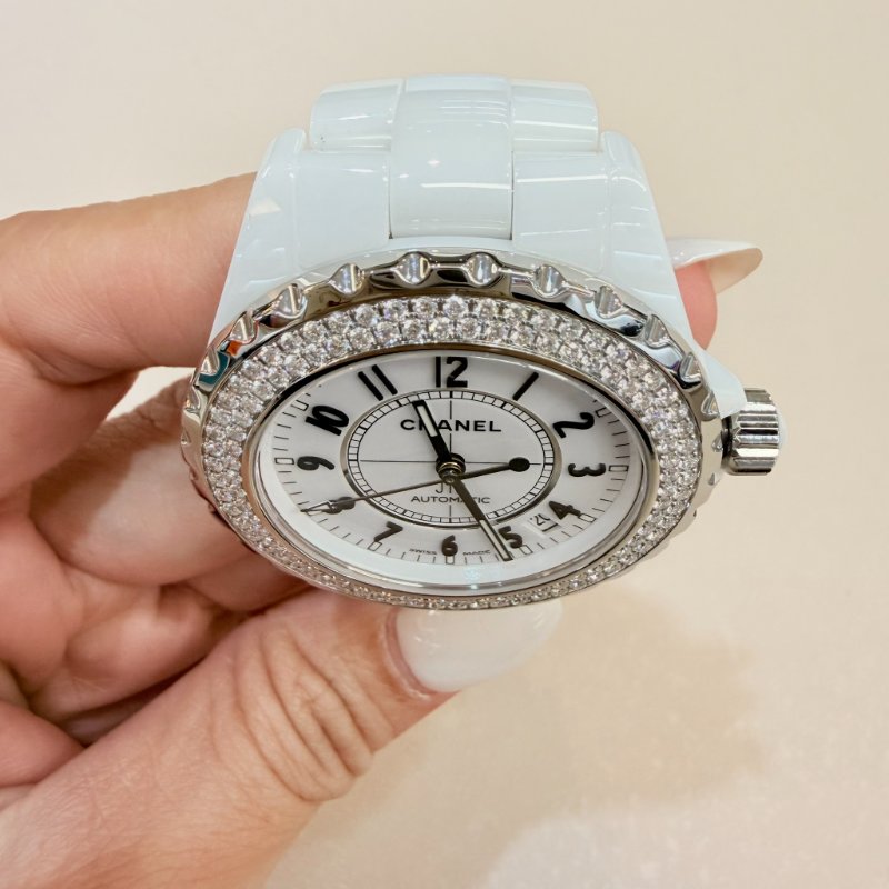CHANEL - 白色J12陶瓷雙鑽圈機械手錶╻38mm-13