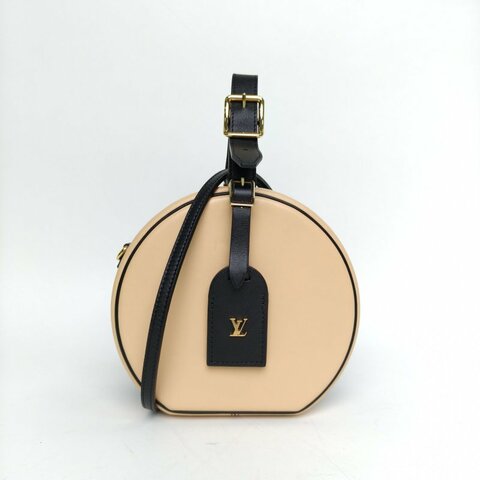 LOUIS VUITTON 拼色牛皮2018PETITEBOITECHAPEAU硬圓餅中號肩背包