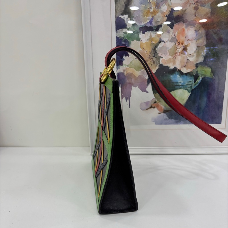 Celine 塞林中古金環甜甜圈彩色蜥蜴皮肩包極品限量-2