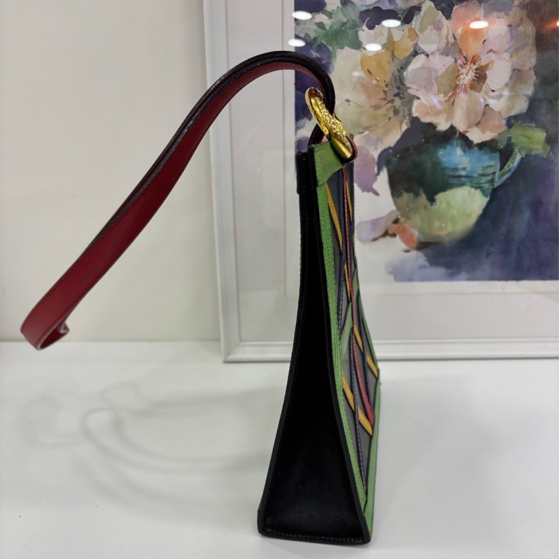 Celine 塞林中古金環甜甜圈彩色蜥蜴皮肩包極品限量-3