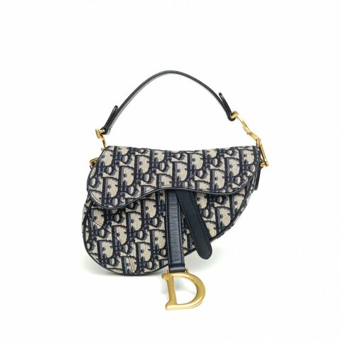 DIOR SADDLE馬鞍小號墨藍色帆布金扣2020印花肩背包