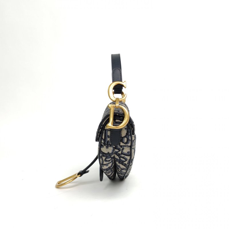 DIOR SADDLE馬鞍小號墨藍色帆布金扣2020印花肩背包-1