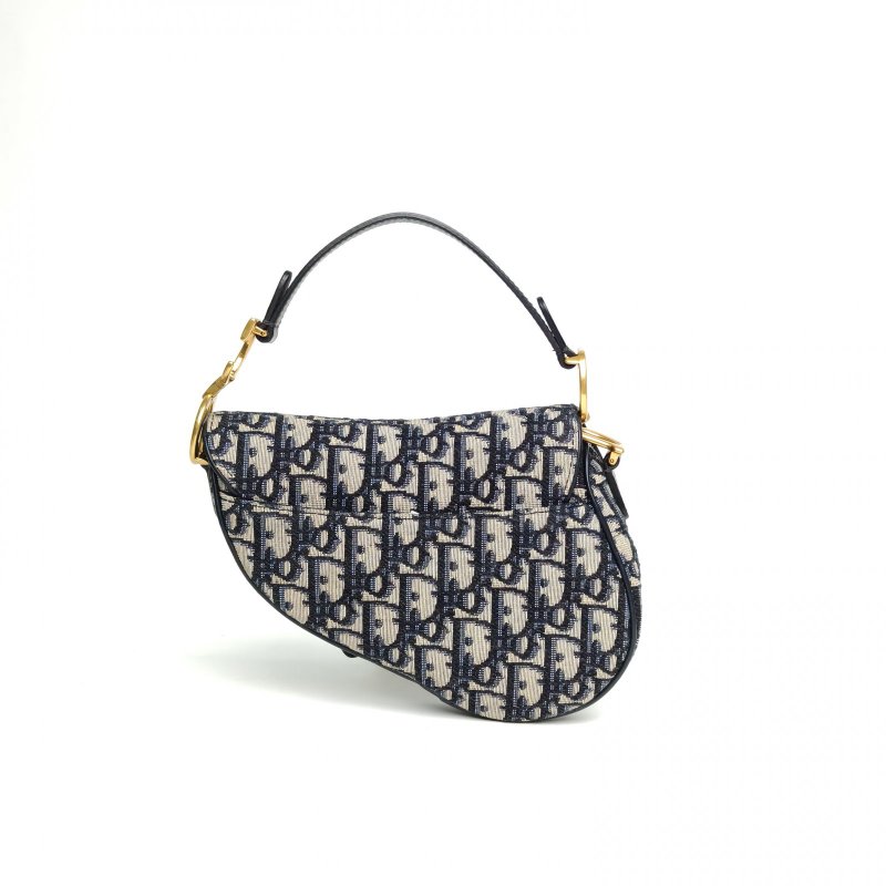 DIOR SADDLE馬鞍小號墨藍色帆布金扣2020印花肩背包-2