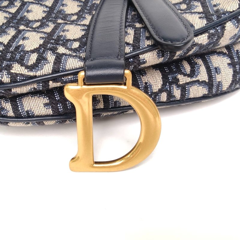 DIOR SADDLE馬鞍小號墨藍色帆布金扣2020印花肩背包-4