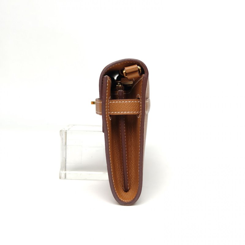 HERMES KellyLongToGo金棕色Epsom皮Y刻金扣肩背包-1