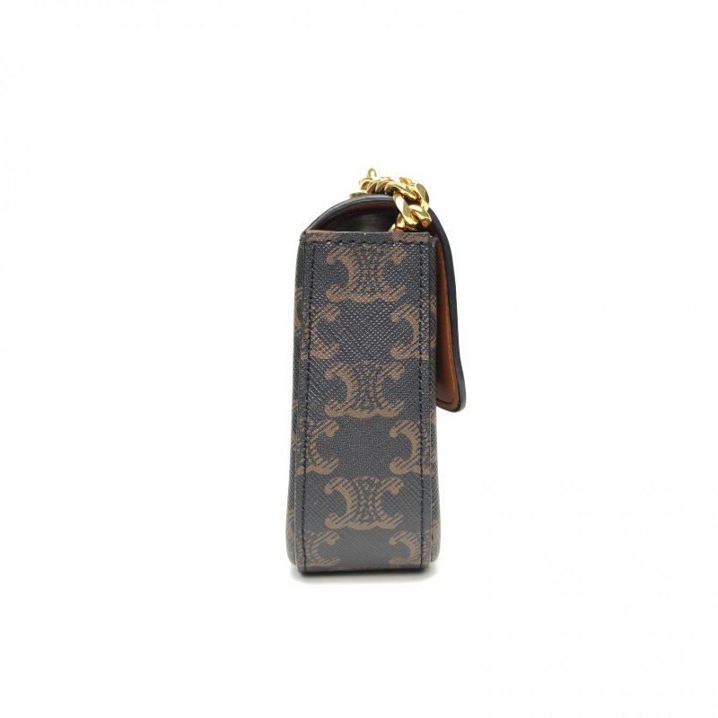CELINE 凱旋門金屬鎖扣橫版肩背包20鏈條款老花PVC金扣肩背包-3