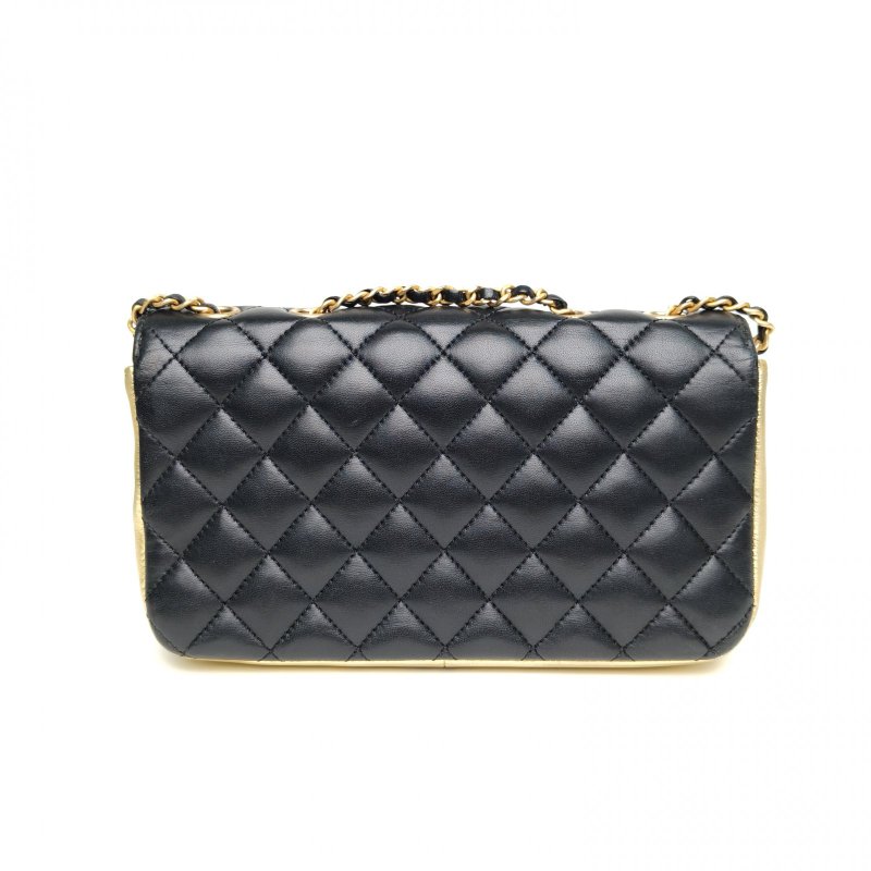 CHANEL 19A埃及系列大logo口蓋包拼色羊皮28開金扣肩背包-2