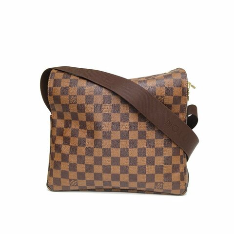 LOUIS VUITTON 棕色棋盤格PVC金扣2009郵差包斜挎包肩背包