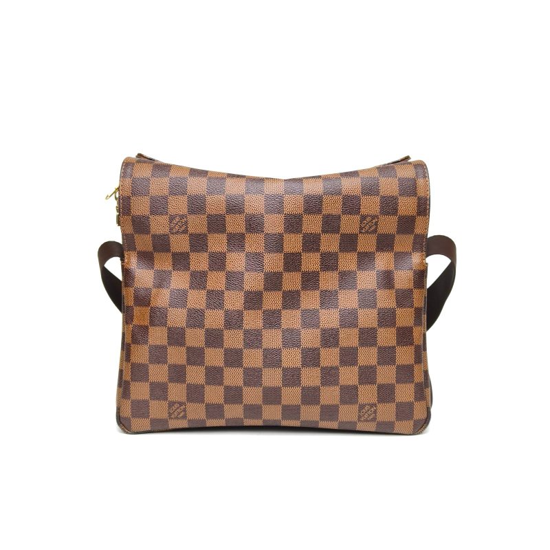 LOUIS VUITTON 棕色棋盤格PVC金扣2009郵差包斜挎包肩背包-2