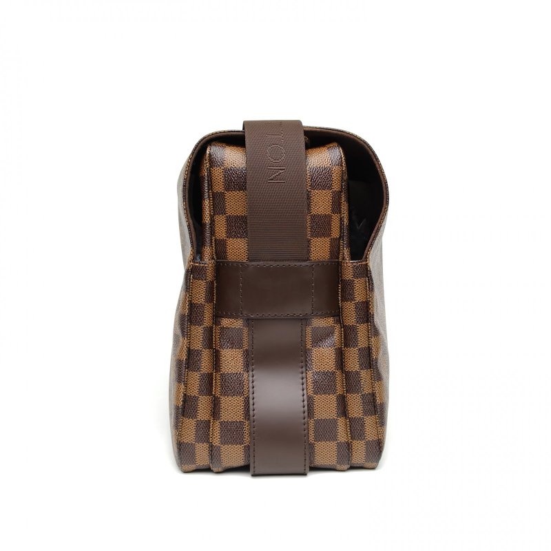 LOUIS VUITTON 棕色棋盤格PVC金扣2009郵差包斜挎包肩背包-3