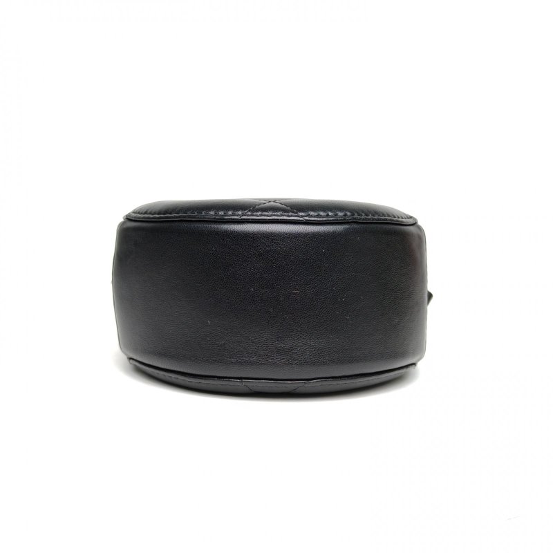 CHANEL 19BAG小圓餅包黑色羊皮31開金銀扣菱格紋肩背包-4